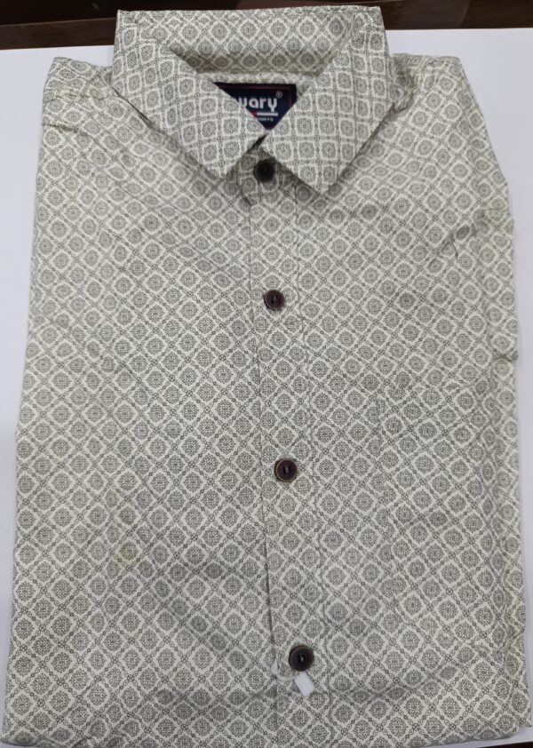 Men’s Premium Printed Shirt – Elegant Grey Micro Pattern