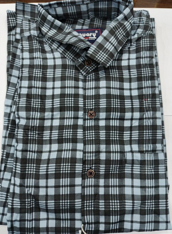 Men’s Premium Checkered Shirt – Black & Sky Blue Plaid Pattern