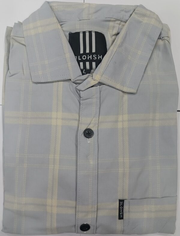 Men’s Premium Light Grey & Cream Checkered Casual Shirt