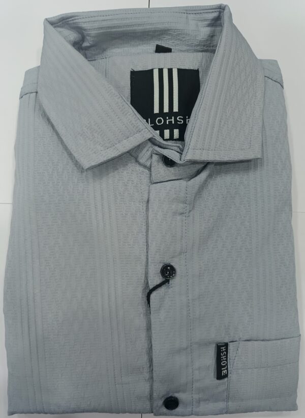 Men’s Premium Textured Light Grey Casual Shirt