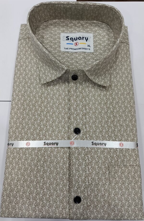 Men’s Premium Beige Geometric Print Shirt