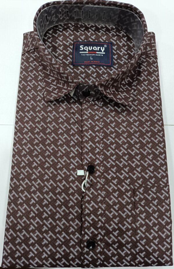 Men’s Printed Cotton Casual Shirt (Brown)
