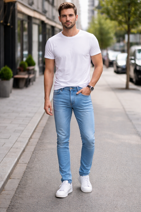 Men’s Stretch Denim Jeans – Sky Blue