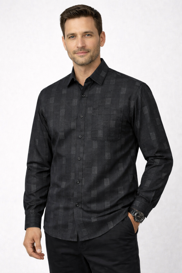 Men’s Premium Black Geometric Printed Casual Shirt