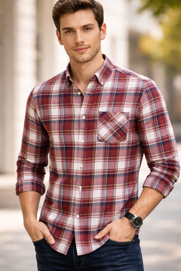 Premium Red & white Checkered Shirt – Bold, Stylish & Comfortable
