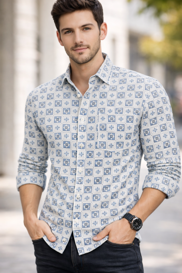 Men’s Printed Cotton Casual Shirt