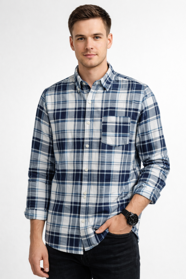 Men’s Premium Blue Checkered Casual Shirt