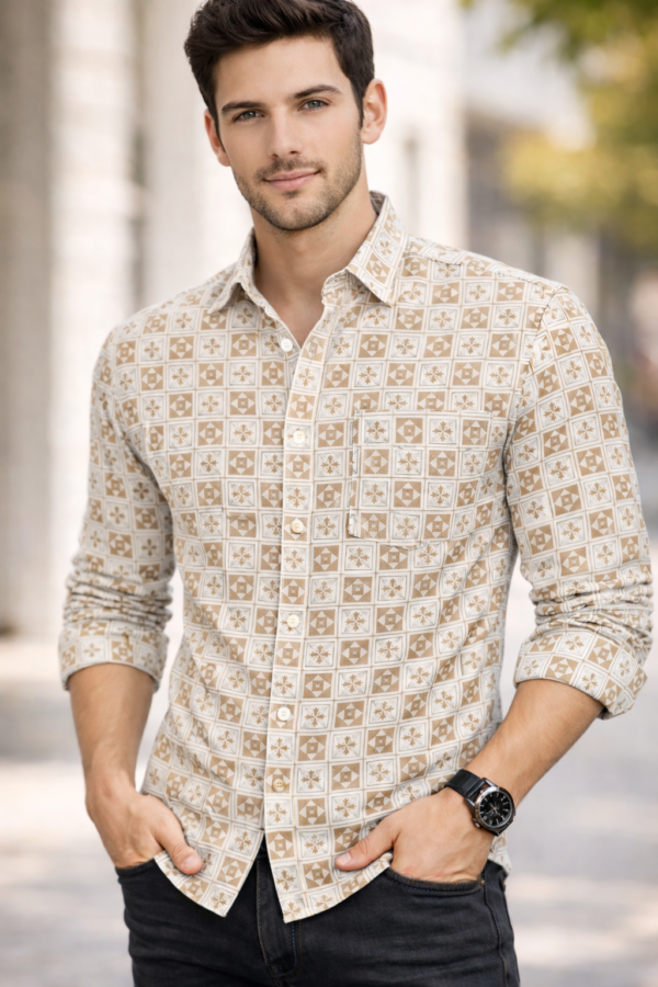 Men’s Printed Cotton Casual Shirt